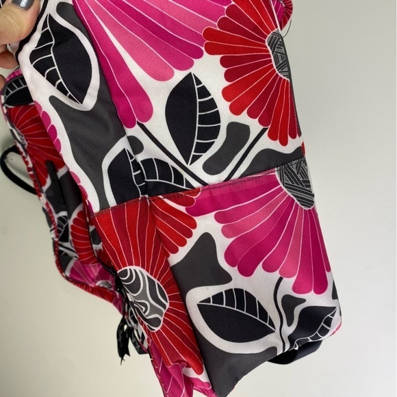 Vera Bradley Large Essential Canvas Backpack in red pink black floral bursts - Picture 5 of 9